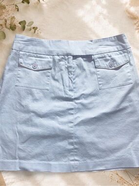 Vintage Herman Geist Light Blue Cargo Utility A Line Miniskirt Flap Pocket 4